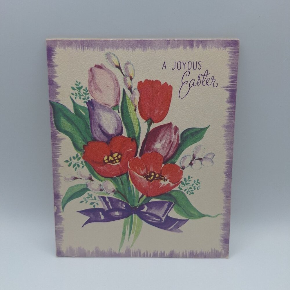 Vintage BAP‎ Co Joyous Easter Floral Greeting Card Sentimental USA Craft Journal